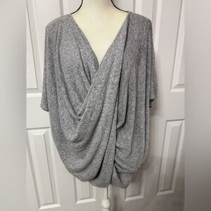 Anthropologie  Monday - Sunday Twist Front Grey Stretch Top Size OS #2057